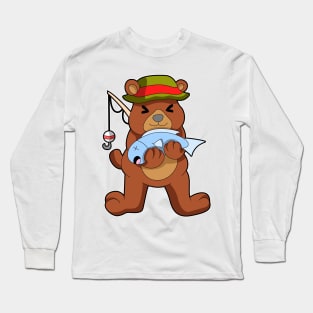 Bear as Angler with Fish Long Sleeve T-Shirt